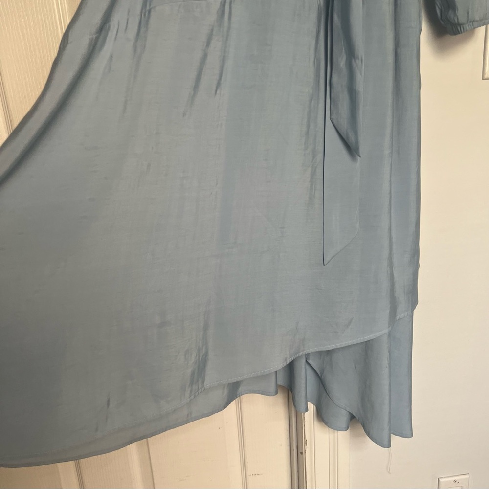 EC Light Blue Alexis Roe Wrap Dress Modest Ling Sleeve Lightweight Size Large - Picture 7 of 11